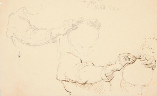 Study of a Barber shaving a Man's Head