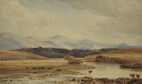 A River landscape with Hills beyond