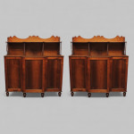 A Pair of rosewood and brass inlaid breakfront side cabinets