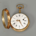 French gilt pocket watch with enamel back