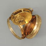 French gilt pocket watch with enamel back