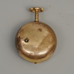 Pair cased 18th century pocket watch in horn back painted case