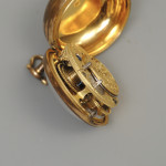 Pair cased 18th century pocket watch in horn back painted case