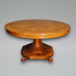 Burr oak centre table with segmented top