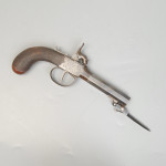 A pair of boxlock percussion pistols with flick bayonets