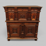 oak, walnut and fruit wood chest