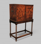 King wood parquetry veneered cabinet