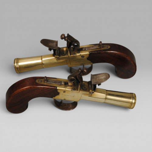 Rare pair of boxlock blunderbuss pistols