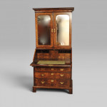 Queen Anne walnut mirrored door bureau bookcase