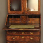 Queen Anne walnut mirrored door bureau bookcase