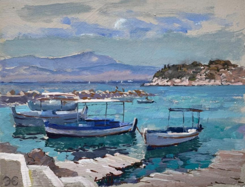 ALISTAIR ERSKINE (b. 1959). Boats at Serkeri, Nafplio