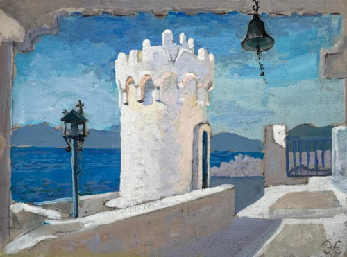 ALISTAIR ERSKINE (b. 1959).  Church of Agios Nikolaos Krasoktistos