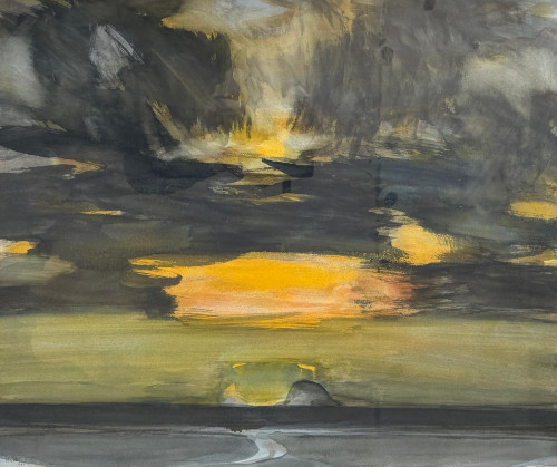 JOHN HOUSTON (Scottish; b. 1930).  Evening Sky over the Bass Rock