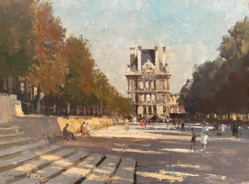 EDWARD SEAGO RBA. ARWS. RWS (1910-1974) Terrace des Feuillants, Paris