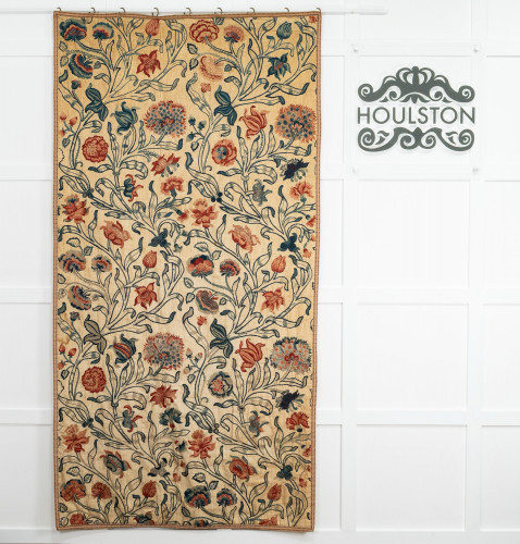 A late 18th/early 19th century roller printed and silk embroidered cotton panel, English, circa 1780-1810