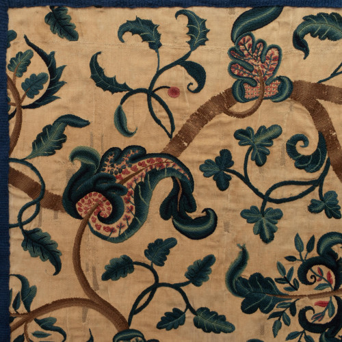A panel of crewelwork, English, circa 1690-1720