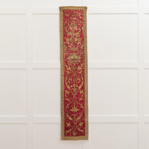 A fine panel of 16th century silk and metal thread embroidery on silk, Florentine, Italian, circa 1570