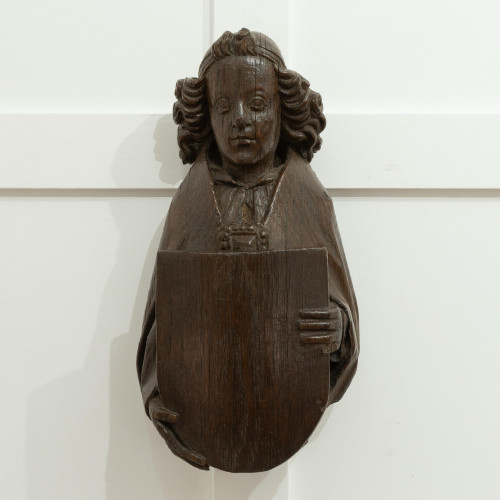 A rare and fine Henry VI / Edward IV carved angel corbel, East Anglia, probably Norfolk, circa 1450-1480