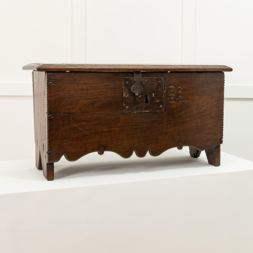 An Elizabeth I 'child's' oak boarded chest, circa 1600