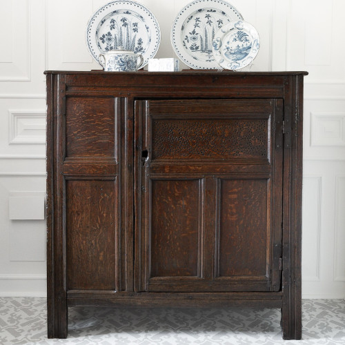 A Charles I joined oak food hutch, circa 1640