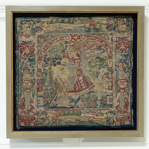 A rare Elizabeth I/James I tapestry cushion cover, English, circa 1600-1620
