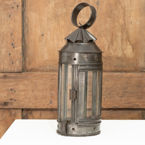 A sheet-iron and glass pendant lantern, circa 1910