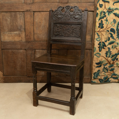 A good, rare and documented Charles II backstool, North Cheshire/Manchester area, circa 1670
