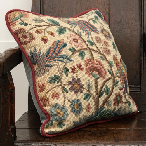 A cushion of mid 20th century needlework, circa 1950