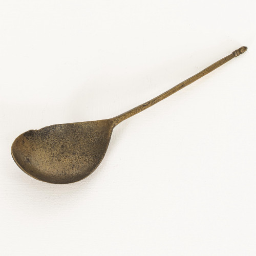 A 14th century rare latten filed cone-knop spoon, English, circa 1350-1400
