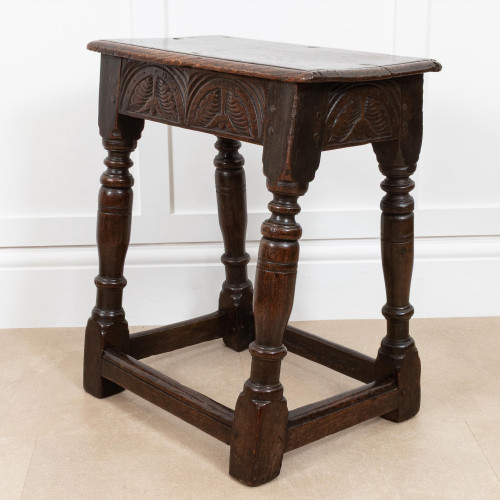 A Charles I oak joint stool, Gloucestershire/Derbyshire, circa 1640
