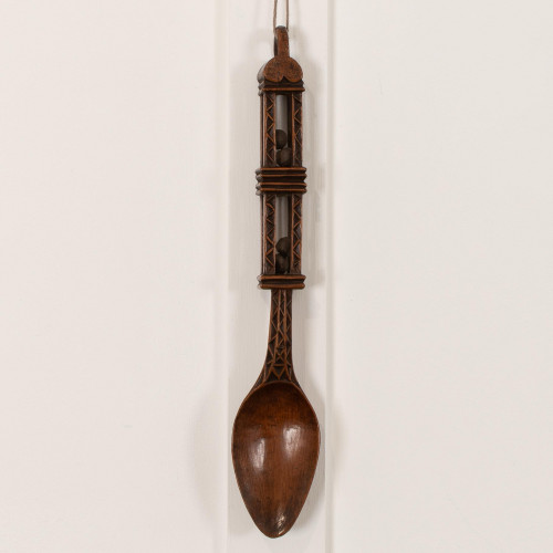 A fine George III sycamore 'love spoon', Welsh, circa 1800-40