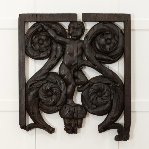 An interesting section of carved oak screen or staircase gallery rail, English, possibly West Country, circa 1600