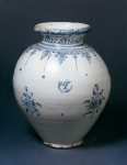 A rare, large, early-18th century, Spanish, tin-glazed earthenware urn