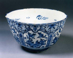 A rare mid-18th century, dated 1735 and initialled EP delftware bowl