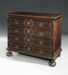 A fine, late-17th century, Italian, walnut commode retaining its original, elaborate, brass, putti handles and escutcheons, from Mantova in Lombardy