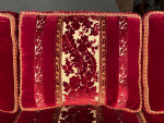An opulent, cut-velvet, three seater sofa or settee or couch, by Italian architect & designer Toni Facella Sensi della Penna