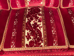 An opulent, cut-velvet, three seater sofa or settee or couch, by Italian architect & designer Toni Facella Sensi della Penna