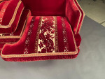 An opulent, cut-velvet, three seater sofa or settee or couch, by Italian architect & designer Toni Facella Sensi della Penna