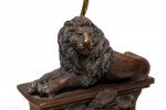 Italian Lamp table set 4 four bronze recumbent lion original tortoishell shade 14" high