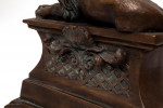 Italian Lamp table set 4 four bronze recumbent lion original tortoishell shade 14" high