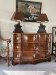 Italian Lamp table set 4 four bronze recumbent lion original tortoishell shade 14" high