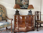 Italian Lamp table set 4 four bronze recumbent lion original tortoishell shade 14" high