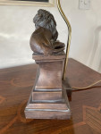 Italian Lamp table set 4 four bronze recumbent lion original tortoishell shade 14" high