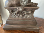 Italian Lamp table set 4 four bronze recumbent lion original tortoishell shade 14" high