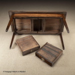 8 seater, cherry, farmhouse table 5ft long, 19th century with a set of 8 ash ladderback chairs