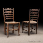 8 seater, cherry, farmhouse table 5ft long, 19th century with a set of 8 ash ladderback chairs