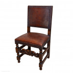 Chair Set of 4 Leather Oak English Jacobean Baroque Revival Antiquarian