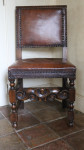 Chair Set of 4 Leather Oak English Jacobean Baroque Revival Antiquarian