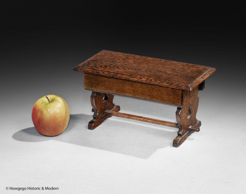 An Antiquaries Minature Oak Trestle Table Music Box