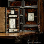 AN EXCEPTIONAL SPANISH COLONIAL VARGUEÑO OR BARGUEÑO, tortoiseshell, ebony, engraved ivory and Colonial hardwood, Spain, late 16th / early 17th century (cabinet)